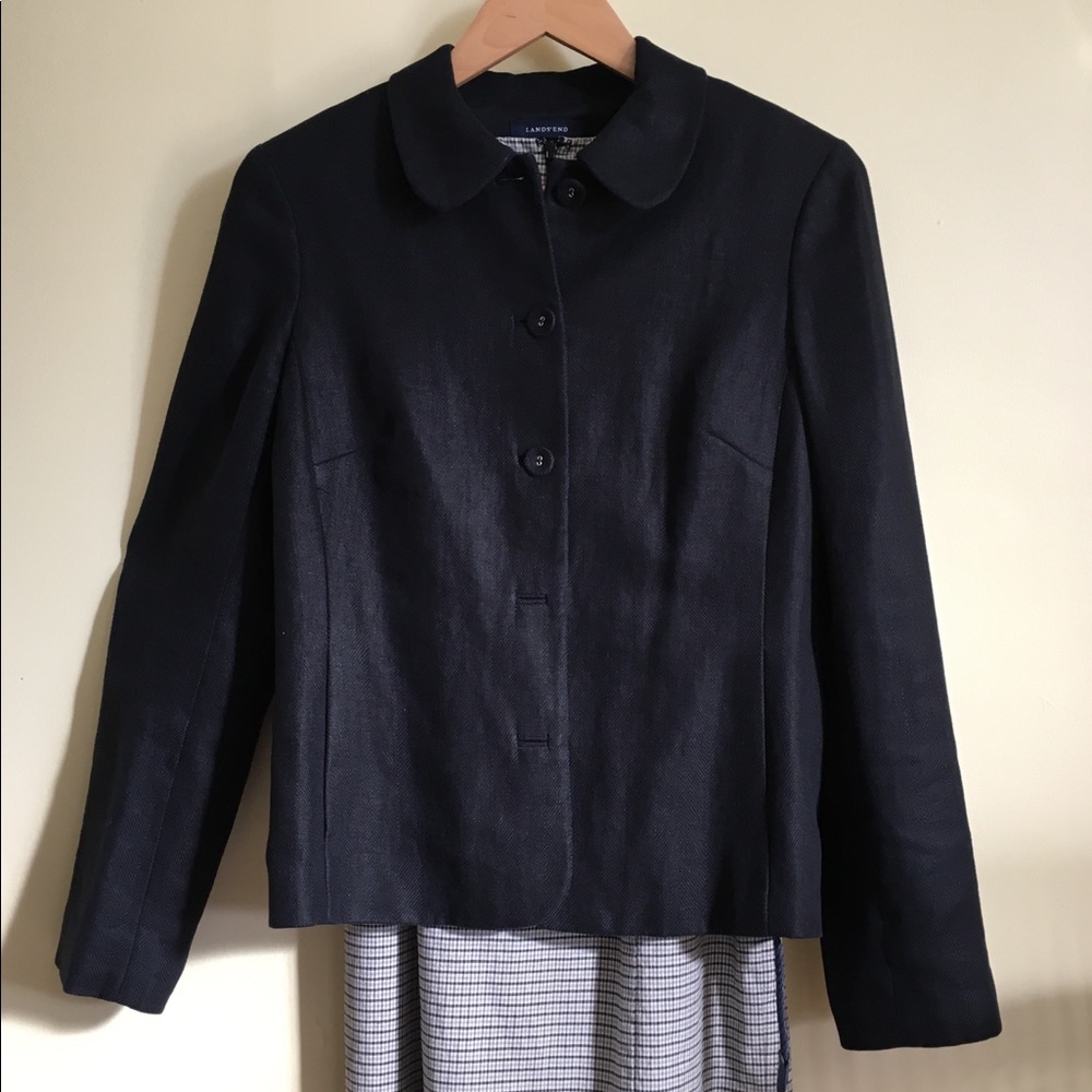 Lands End Linen Suit Jacket Gem
